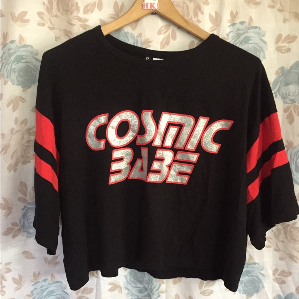 Cosmic Babe Red Black Crop Top